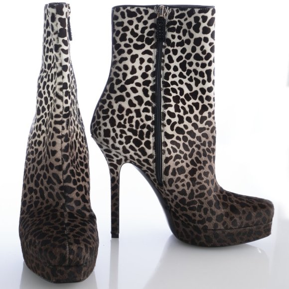 New In Box! GUCCI PONY HAIR Leopard Gradient Print Booties - Picture 2 of 12
